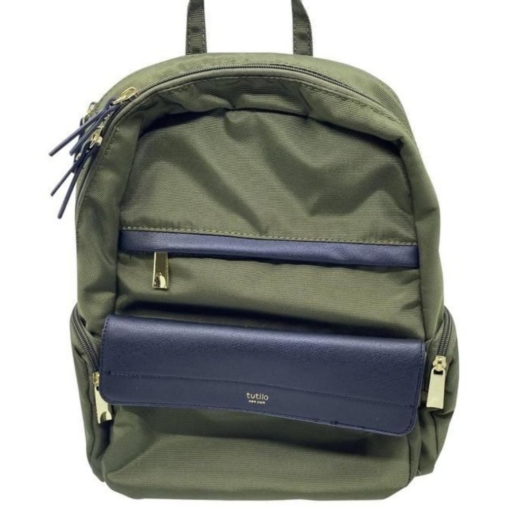 Nwot Laptop Padded Green Fabric Backpack